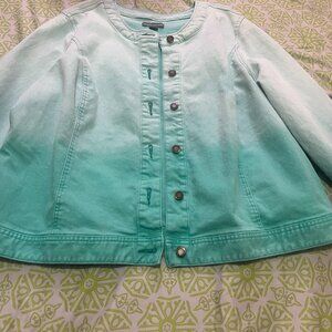 Light Green Ombre Plus Size 18W Denim Jacket